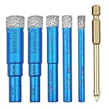 Dalephoric 6 Stück Fliesenbohrer Set, Diamantbohrer, 6, 8, 10, 12, 14 mm Keramikbohrer und 6 mm...