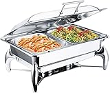 Buffet Speisenwärmer mit Chafing Dish und Warmhaltetablett, Kochplatten zum Warmhalten von...
