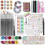 TAVADA Nail Art Pinsel und Dekorationen Set,Nail Art Dekoration Zubehör Set,15 Pcs Pinsel,5...