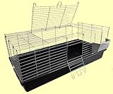 1,20 m Neues Modell Hasenkäfig Nagerkäfig Kaninchenkäfig Käfig Stall Meerschweinchen schwarz