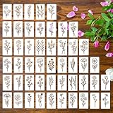 cobee 50 Stück Blumen Schablonen Set, 9 x 5 cm Wiederverwendbare Zeichenschablone Kleine Schablonen...