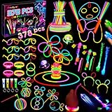 Besdiyart 378 Stück Knicklichter Party Set, Leuchtstäbe mit 200 Verbinder, Leuchtspielzeug...