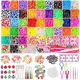 5000+ Loom Bänder Set, 54 Rastern Bunte Gummibänder Kit für Armbänder, DIY Elastisches...