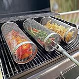 3 Stück Rolling Grillkorb Zylindrischer Grillkorb Edelstahl Rollender Grillkorb ohne Gabel,Grill...