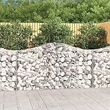 Qnhdfrt Gabionenwand 200 x 30 x 100/120 cm 18 Stück Verzinktes Eisen Hochbogen Gabionenkorb...