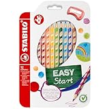 STABILO - Ergonomischer Buntstift für Rechtshänder - EASYcolors - 12er Pack mit Spitzer - mit 12...