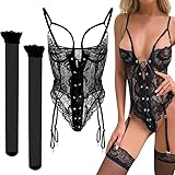 Sadodo Dessous Sexy Sets,Strapsen Dessous Set mit Spitzenstrümpfe,Erotiek Wäsche für...