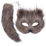 ZZGZG 6.6 * 7.4-inch Cat mask and 11.8-inch tail, keyring, half face mask, makeup, dance,...