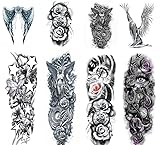 8 Blätter Temporäre Flügel Tattoo Engel Tattoo Gothic Tattoo Rose Klebetattoos