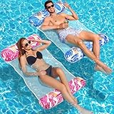 Amteker Luftmatratze Pool XL, 2 Stück Wasserhängematte Erwachsene, 4 in 1 Luftmatratze Wasser Pool...