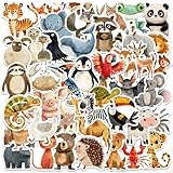 Dewocke Tier Sticker Set für Kinder, 50 Unikate Illustration Tiere Aufkleber, Belohnungsaufkleber,...