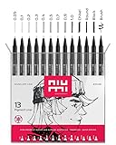 niumi Pigmentliner Professional Set 13-tlg. | 9 Fineliner 0.05-1.0 mm & 4 Spezialspitzen |...