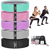 PLEASION Resistance Bands Fitnessband, Fitnessbänder Stoffbänder 5er Set, Widerstandsbänder für...