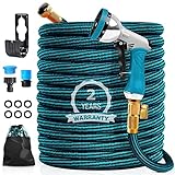 Gartenschlauch 30M/100FT, Flexibler dehnbarer Wasserschlauch mit 3/4', 1/2'' Anschlüssen, 10...