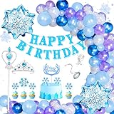 Frozen Geburtstagsdeko Mädchen, Frozen Ballon Luftballon Girlande Kit, Lila Blau Weiß Blau...