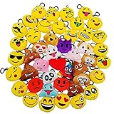 JZK 45 x Mini Plüsch Emoticon Schlüsselanhänger 5cm, gelb kleiner...