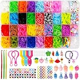 LUZOON Loom Bänder Set, 2100+ Stück 30 Farben Armbänder Selber Machen Gummibänder Kinder Basteln...