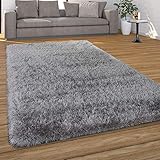 Paco Home Hochflor Teppich Wohnzimmer Schlafzimmer Shaggy Weich Modern Pastell Einfarbiges Design,...