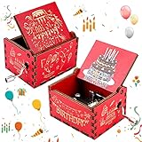 Cobee Happy Birthday Handkurbel Spieluhr, Mini Holz Spieluhr Bunte Handkurbel Vintage Gravur...