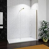 Aica Sanitär Duschwand Duschabtrennung Walk In Glas Dusche Golden Seitenwand 8/10mm Glas H200,80cm