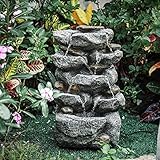 BTGGG Springbrunnen für Außen, Brunnen Garten mit LED Beleuchtung, Zimmerbrunnen für Draußen,...