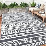 Enyhom Faltbare Outdoorteppich Groß 270 x 360 cm, Plastik Wende Außenteppich Bodenmatte,...