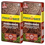 Floragard Mulch Pinienrinde 15-25 mm 2x60 L • mittel • dekorativer Bodenbelag • unterdrückt...