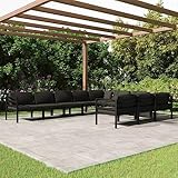 KTHLBRH 10-TLG. Garten-Lounge-Set mit Kissen Aluminium Anthrazit Gartenmöbel-Sets...