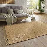 Taracarpet Handwebteppich Läufer Fleckerl Teppich Uni waschbar aus Baumwolle für Wohnzimmer und...