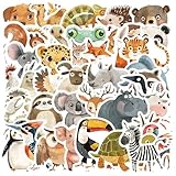 50 Stück Sticker Tiere,Unikate Lllustration Tiere Stickers Kinder Set,Süße Kinder Tier...