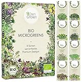 Microgreens Samen Set: 8 Sorten BIO Sprossen und Mikrogrün Saatgut im Microgreens Starter Set –...