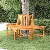 Homgoday Halbrunde Baumbank aus Eukalyptusholz - Komfortables Sitzerlebnis im Garten mit Ölfinish |...