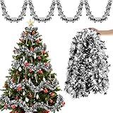 Aitsite 10M/Pack of 5 Lametta Weihnachtsbaum, Lametta Schwarz und Weiß Schneeflocke Weihnachtsdeko...