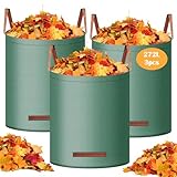 Gartenabfallsack 3x272L, Gartensack Laubsack Selbststehend und Faltbar, Laubsäcke Stabil Robust aus...
