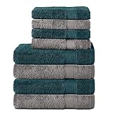 Komfortec 8er Handtuch Set aus 100% Baumwolle, 4 Badetücher 70x140 und 4 Handtücher 50x100 cm,...