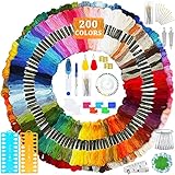 IGUGI Stickgarn,200 Farben Kreuzstich Fäden+Werkzeuge insgesamt 284pcs,Embroidery Threads...