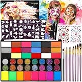 Vautvis Kinderschminke Set, Gesichtsfarben Kinderschminken Set 42 Farben Schminkpalette, 11 Berufs...