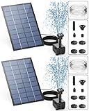 AISITIN 2PCS Solar Springbrunnen für Außen 2.5W, Solarbrunnen für Draussen Upgrade Solarbrunnen...