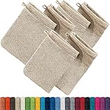 Erwin Müller Waschhandschuh Heidelberg 6er- Pack, 100% Baumwolle beige Größe 15x21 cm- weiche...