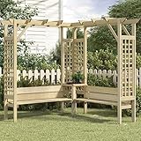 Eck-Pergola mit Sitzbank, Gartenstühle für Terrasse, Rasen, Pflanzenspaliere für Kletterpflanzen,...