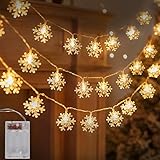 Forhome Schneeflocke Lichterketten,6M 40Pcs LED Batteriebetriebene, Dekoration für Innenbeleuchtung...