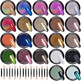 Duufin 22 Farben Nägel Chrome Pulver Set Chrome Glitzerpuder Holographisch Nagelpulver Chamäleon...