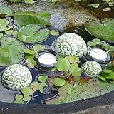 Storm's Gartenzaubereien Dekokugel - Schwimmkugel aus Keramik mit grünen Rankenmuster in 3 Größen...