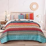 WONGS BEDDING Tagesdecke 220x240 Bettüberwurf Boho Decke Steppdecke 3 teilig Doppelbett gesteppt...