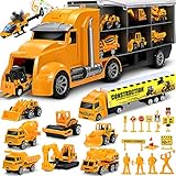 lenbest LKW Auto Spielzeug - Bagger Spielzeug | Baufahrzeug - 11 in 1 Spielzeugauto Kinderspielzeug...