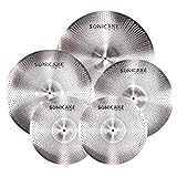 SONICAKE Cymbal Set mit geringer Lautstärke 14' HiHat+16' Crash+18' Crash+20' Ride Beckenset Sliver...