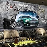 MGQSS 3D Wandbild selbstklebende Tapete Sportwagen Auto 3D Kinderzimmer Tapete Poster Fototapete...