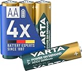 VARTA Batterien AA, wiederaufladbar, 4 Stück, Power on Demand Recharge Accu, Akku, 2600 mAh Ni-MH,...