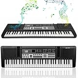 Gziztx 61 Key Keyboard Piano Tragbares Digital Keyboard Kinder, Integrierten Doppellautsprechern,...