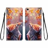KARTXITAI Hülle Kompatibel mit Huawei P8,Leder Handyhülle mit Kartenfach Geld Slot Ständer PU...